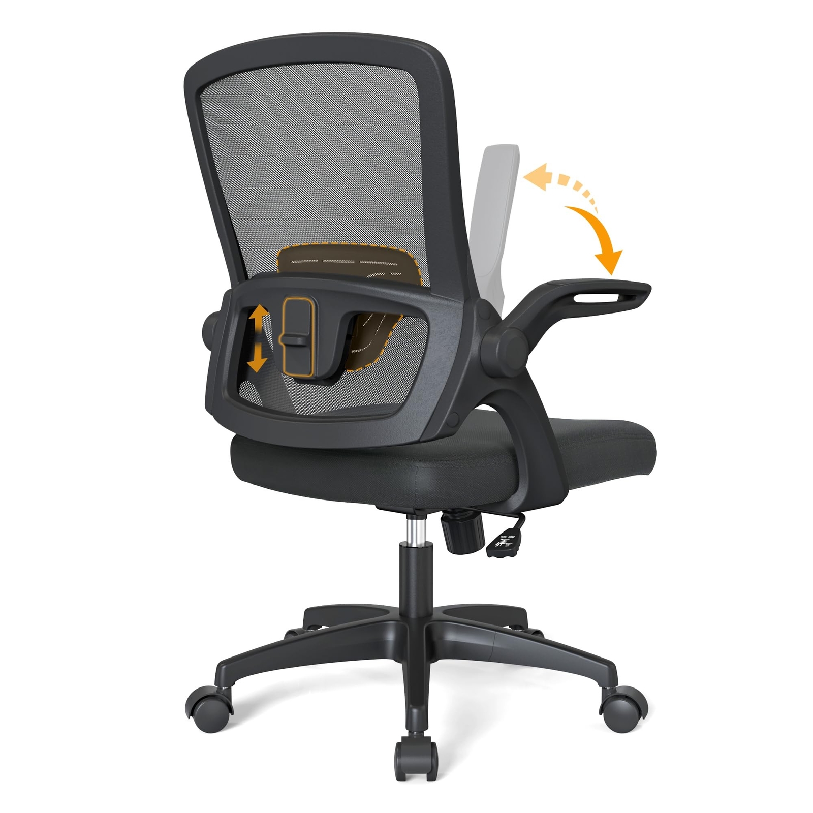 Ergonomic Mesh Office Chair Comfy Swivel Home Computer Desk Chair with Flip U...