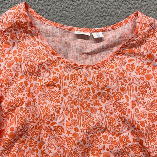 Sigrid Olsen Top Womens 1X Orange Shells Fish Tropical Beach Lagenlook Coastal - Picture 2 of 8