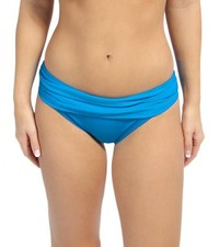 LA BLANCA ISLAND GODDESS SHIRRED WAIST BIKINI SWIM BOTTOMS BLUE SZ 8 NEW  57
