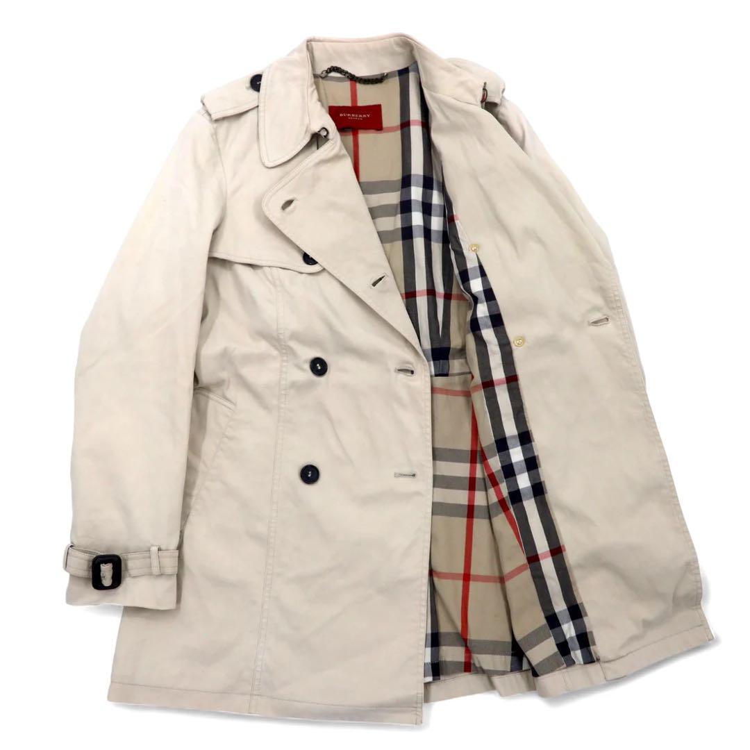 Burberry MidLength Trench Coat L Beige Cotton Nova Check Made in Portugal