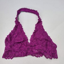 Victoria Secret PINK Women Bra XS Purple Bralette Halter Unlined Lace