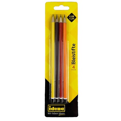 Idena Bleistift-Set 4 Stück   Härtegrade B, HB, H, 2H   20004   Zeichenstifte