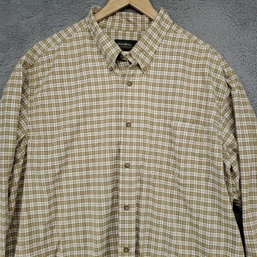 Eddie Bauer Shirt Mens XXL Green Beige Plaid 100% Cotton Flannel Long Sleeve - Picture 9 of 20