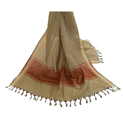 Sanskriti Vintage Dupatta Long Stole Cotton Grey Woven Wrap Scarves - Picture 3 of 8