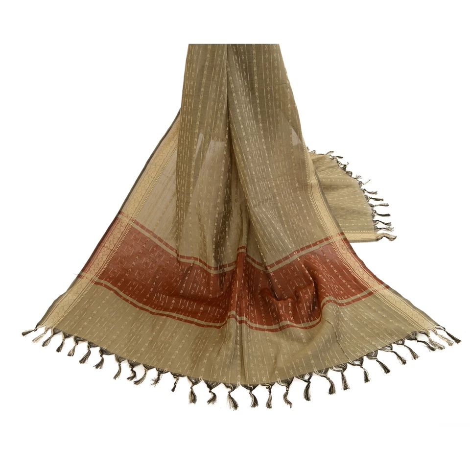 Bufandas envolventes tejidas gris algodón estola larga Dupatta vintage Sanskriti Foto 3 de 4