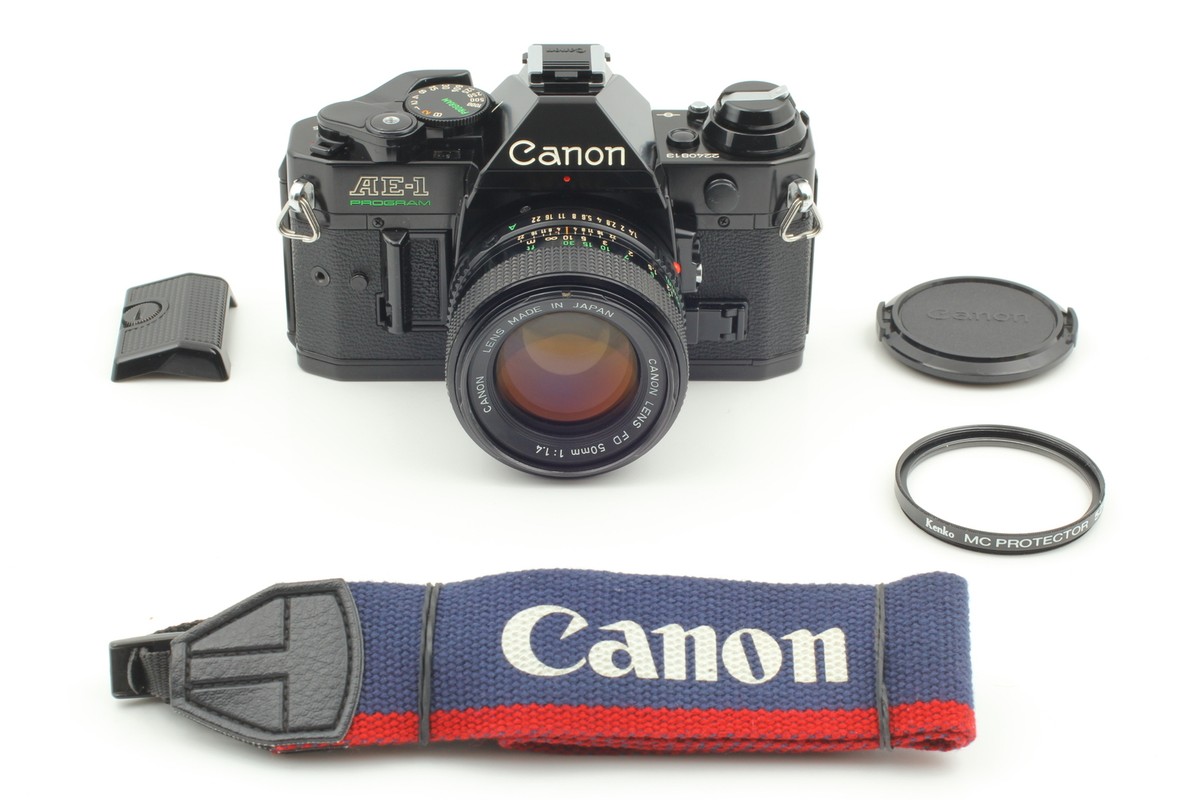 [Near MINT] Canon AE-1 Program Black Film Camera New FD NFD 50mm F1.4 From  JAPAN