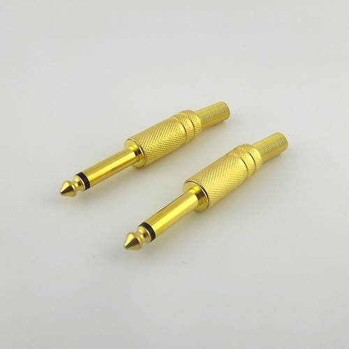 1pc 6.35mm 1/4" Mono TS Male Plug Audio Guitar Speaker Cable Solder Gold Adapter - Picture 10 of 11
