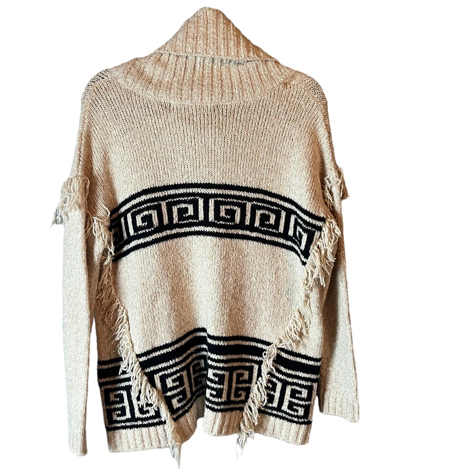 Suéter Kensie Talla S Capucha Difusa Cuello Azteca Suroeste Mixto Media Helecho Combo Foto 2 de 4