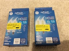 Two Boxes GE Refresh LED Bulbs, 60 Watt HD Light Clear Bulbs Candleabra Base