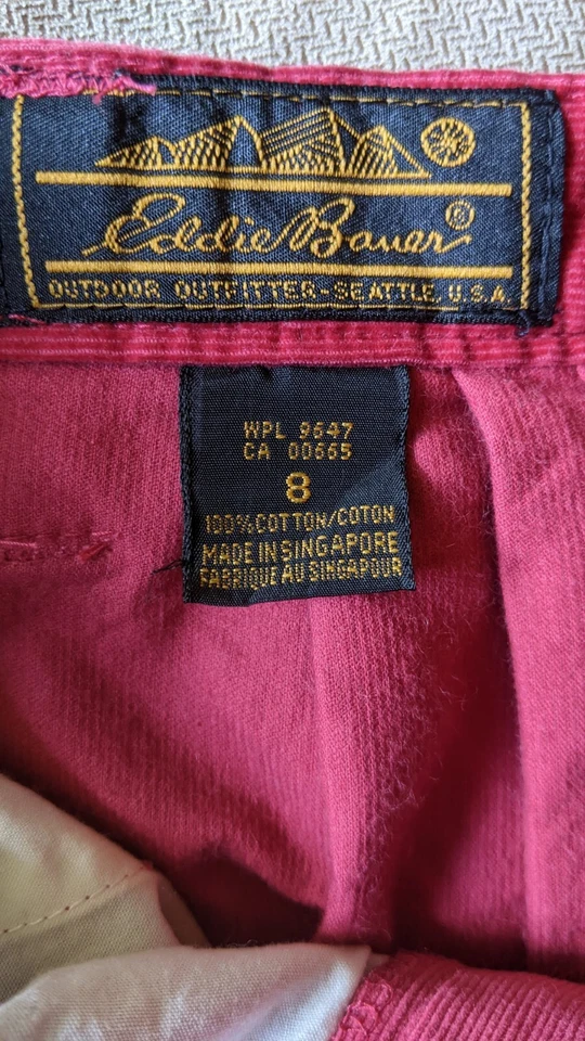 复古 Eddie Bauer 灯芯绒裙 8 码热粉色 Midi Prairie Preppy Modest — 第 4/4 张图片