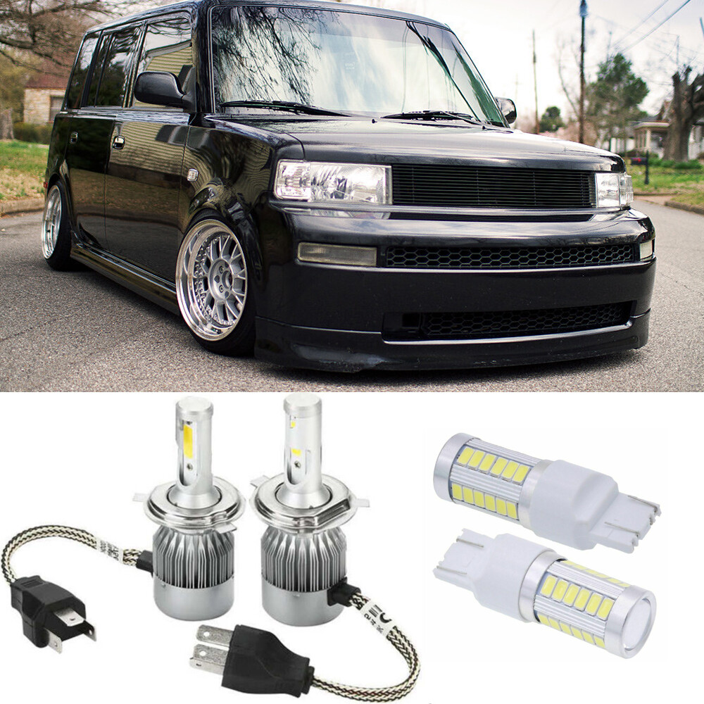 For 04-06 Toyota Scion xB bB White LED Bulb HEADLIGHT + REVERSE H4