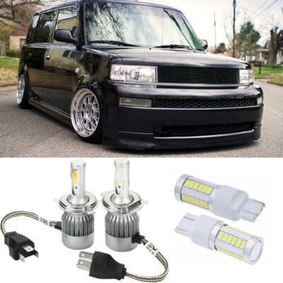 For 04-06 Toyota Scion xB bB White LED Bulb HEADLIGHT + REVERSE H4