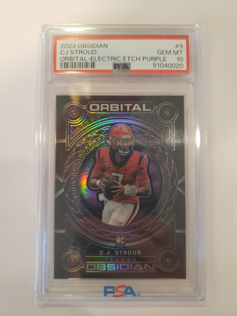 2023 Obsidian Orbital Electric Etch Purple Rookie CJ Stroud 08/75 PSA 10