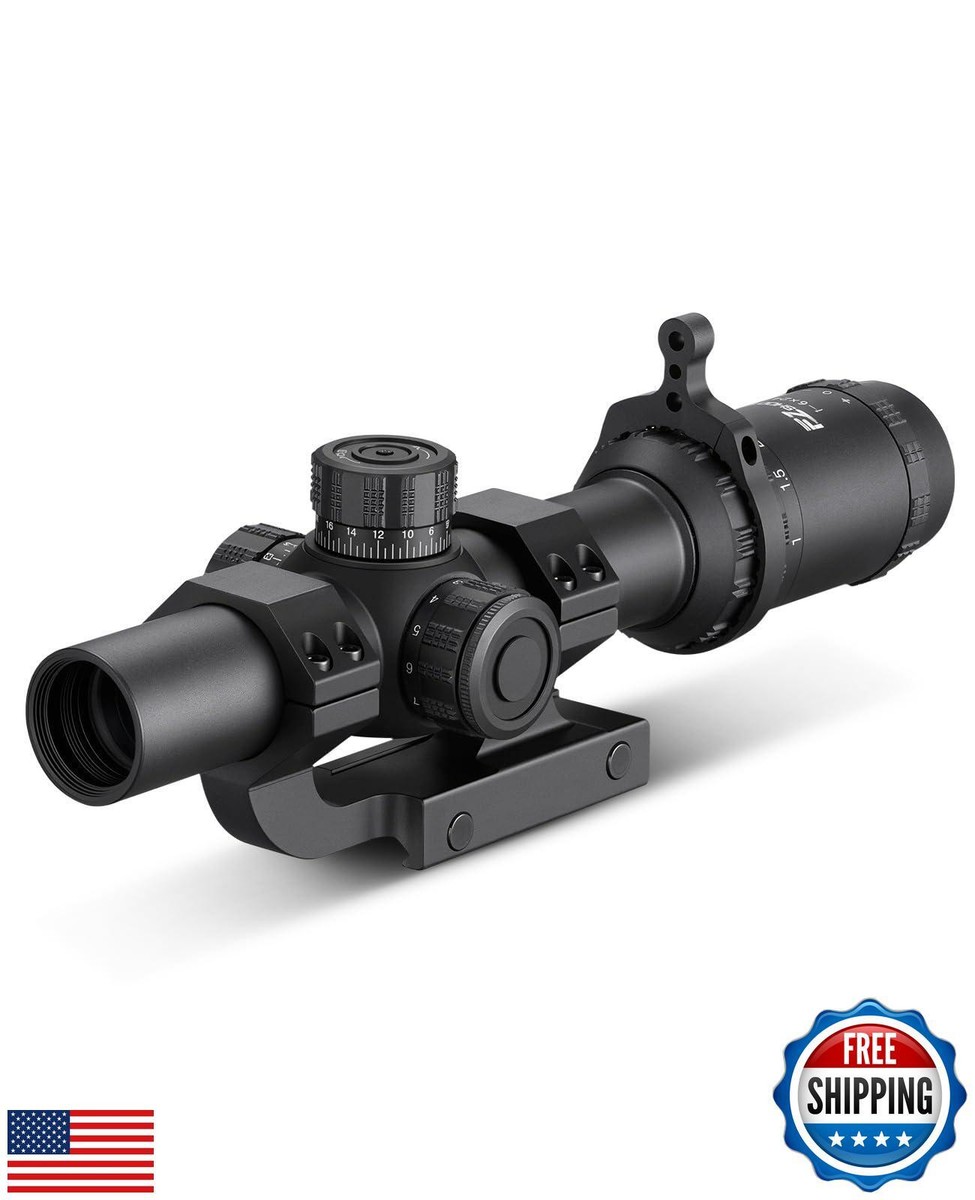 ライフルスコープ　LPVO 1-6×24mm 箱、付属品付き EZshoot 1-6x24 LPVO Rifle Scope with Cantilever Mount