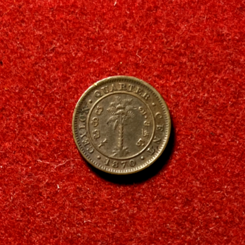 Ceylon 1870 1/4 Cent Copper Coin KM#90 200K Mintage T2990 - Picture 2 of 2
