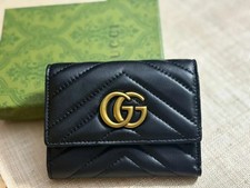 Gucci Women's Black Quilted Leather Trifold Wallet