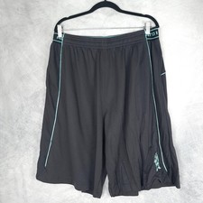 AND1 Basketball Shorts Mens 2XL Black Teal Mesh Athletic Logo Drawstring Pockets