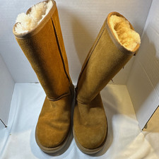 KOOLABURRA BY UGG VICTORIA TALL CHESTNUT SOFT SUEDE FUR WOMEN'S BOOTS SIZE US 9