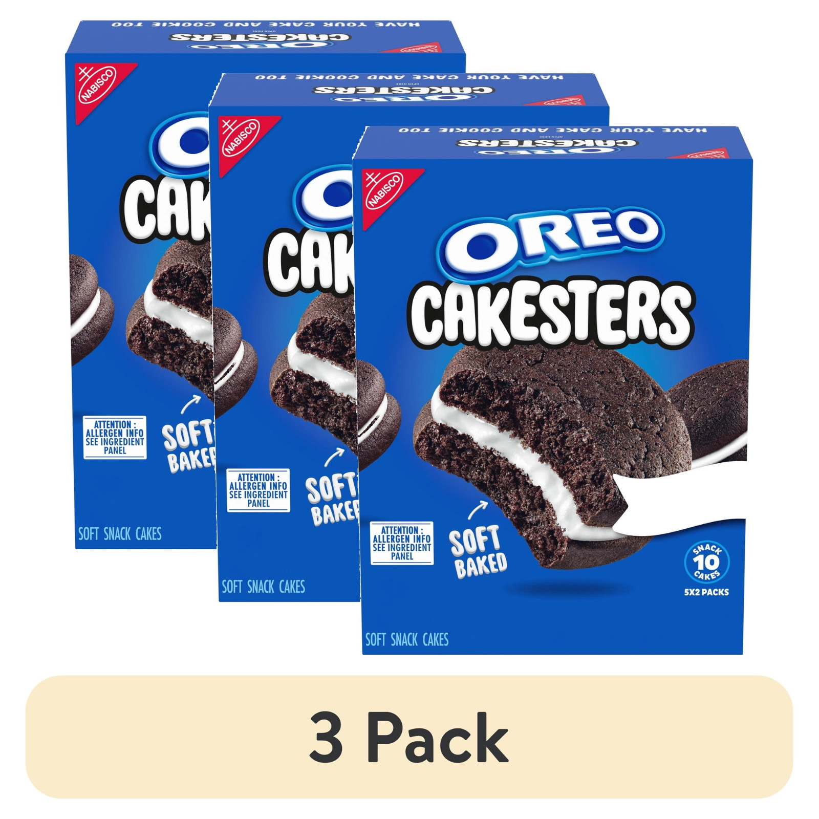 Oreo Cakesters Soft Snack Cakes 5 paquetes 2,02 oz chocolate crema bocadillos paquete de 3