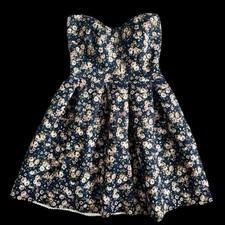 Sans Souci Floral Strapless Fit and Flare Dress Size S Mini Coquette Romantic