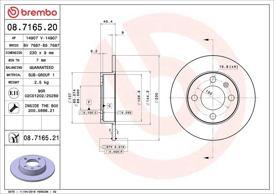 BREMBO Bremsscheiben Set + Beläge für POLO 6V5 CLASSIC 6V2 VW 3 Variant 6N2 6N1 - Bild 3 von 4