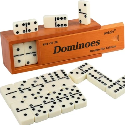 Smilejoy Dominoes Set for Adults, Double 6 Jumbo Domino Set | Traditional Thick