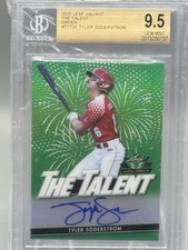 Tyler Soderstom?2020 Leaf Valiant? /99 ?Rookie Auto Green Refractor ?SP?Bgs 9.5