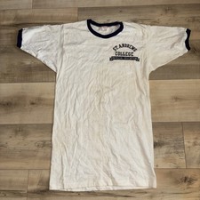 Men’s Vintage Champion 100% Cotton Ringer Tee White/Navy Size Medium USA Made