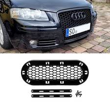 Emblemhalterung Ringhalter Grill Wabengrill Glanz passt für Audi A1 A3 A4 …