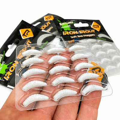 15x Iron Trout Super Soft Bee Maggots Weiß Glitter Schwimmend Forellenköder