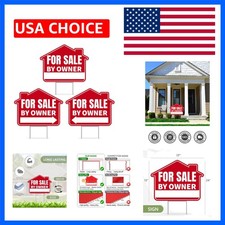 3PC For Sale By Owner Sign with Stakes, 17 Inches by 13 Inches - Double Sided...