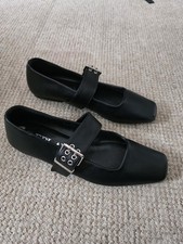 Replay Black Leather Ballet Flats Shoes Size 6