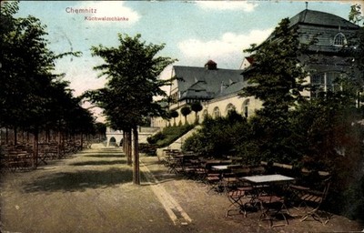 Postcard Chemnitz Saxony, terrace lot at the Küchwaldschänke - 5028384