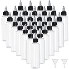 32 Pack 4oz Boston Dispensing Bottle Empty Round LDPE Plastic Squeeze Dropper...
