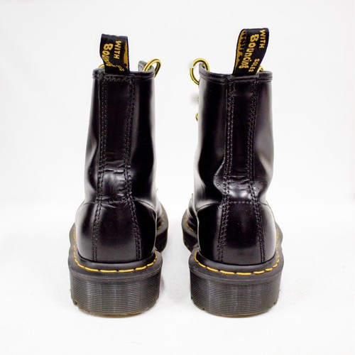 Stivali Dr. Martens 1460 Bex pelle liscia plateau nero giallo cuciture taglia 7 - Foto 8 di 11