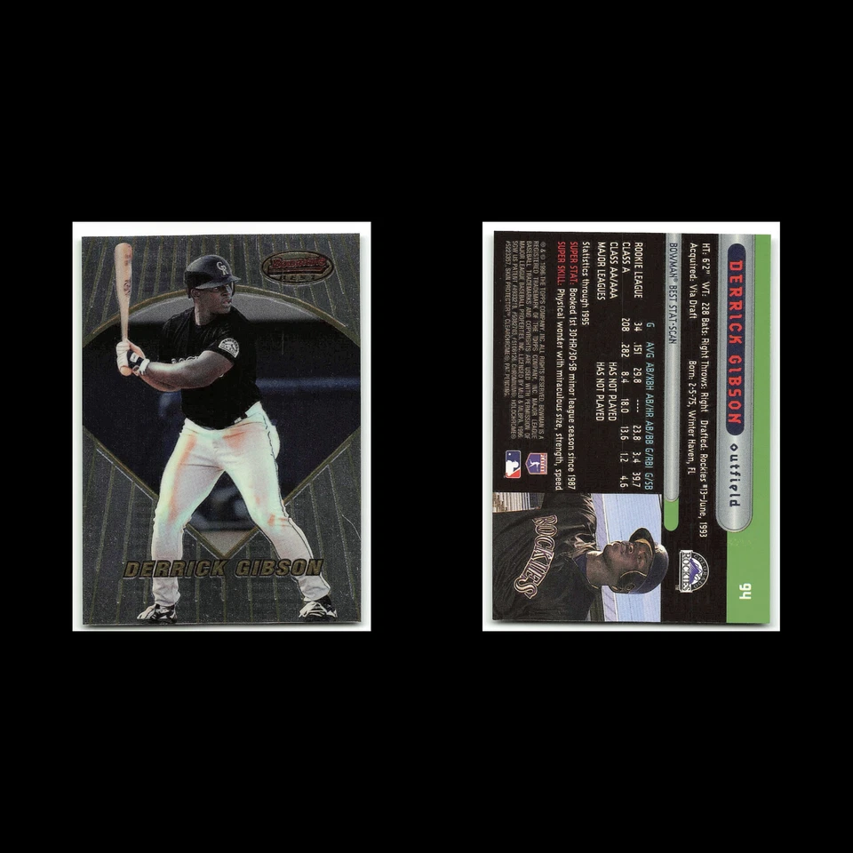 Derrick Gibson #94 1996 Bowmans Best Colorado Rockies Baseball Card MLB NM - Image 3 of 3