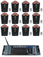 12 Rockville RF WEDGE BLACK RGBWA UV Battery Wireless DMX Up Lights Controller
