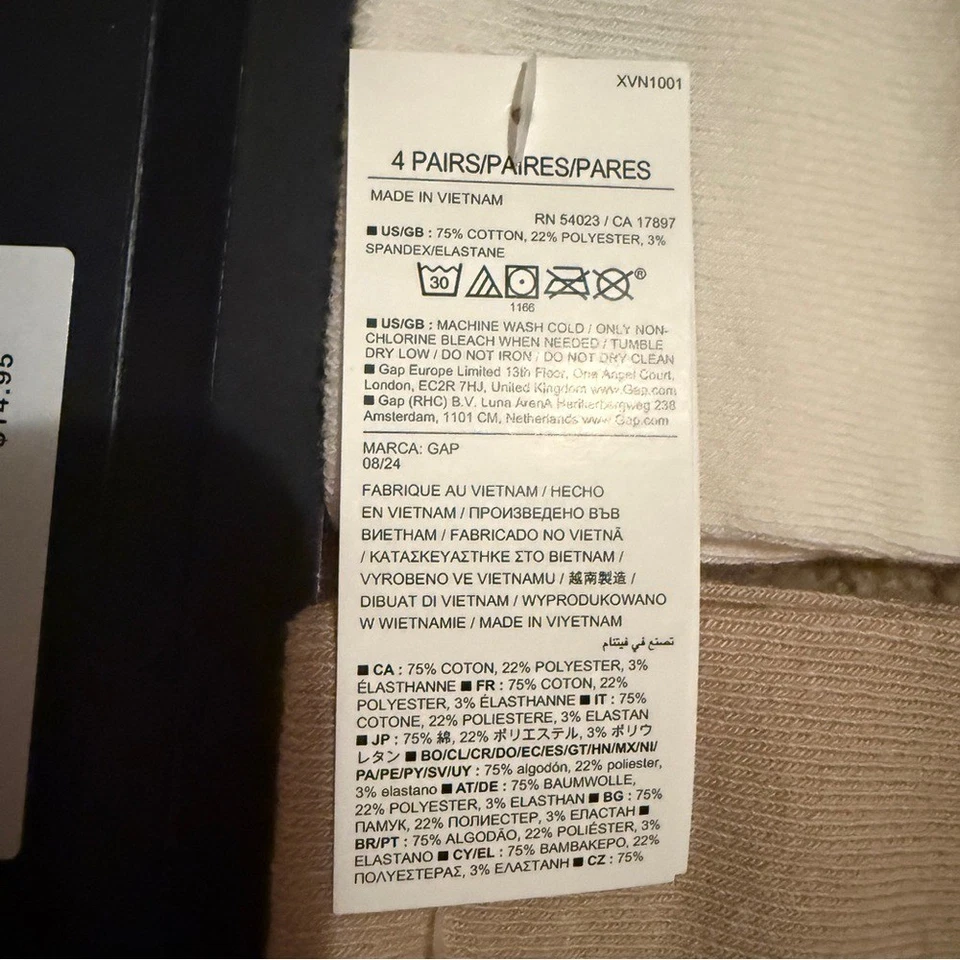 GAP NUEVO CON ETIQUETAS Bebé Niñas Crew Calcetines Paquete de 4 Talla 2-3 Años Rosa Beige Blanco Foto 4 de 4