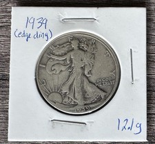 1939 P Walking Liberty Half Dollar - 90% Silver - Vintage Coin - *Edge Ding*