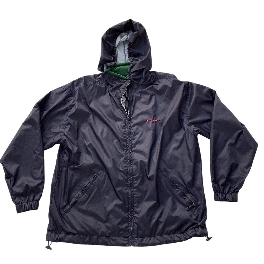 Vintage Jerzees Outdoors Navy Hooded Windbreaker Jacket Size L Unisex
