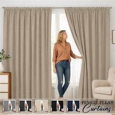 Blackout Curtains Blockout Thermal Insulated Pencil Pleat 100% Light Blocking