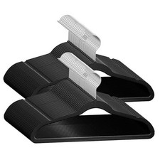 50 Premium Kids Velvet Hangers - 14" Non-Slip Clothes Kids - 50 Pack Black