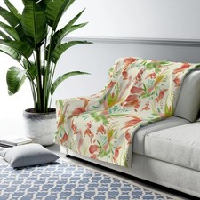 Floral Sherpa Fleece Blanket Cozy Home Botanical Style