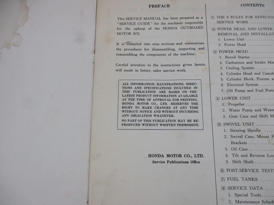 Shop Manual Honda Outboard Motor B75 K2 6193502 OEM 1976 1977 - Image 4 of 4