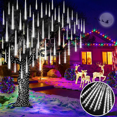 48 LED Meteor Shower Lights - 2 Pack, Waterproof Cool White Xmas Decor
