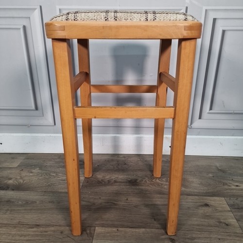 Single Vintage Retro Solid Wooden Mid Century Modern Fabric Kitchen Stool Seat - Picture 23 of 24