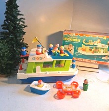 Vtg 1972 FISHER PRICE Happy Houseboat Play Set, 100% COMPLETE; +++Xtras; Mint!