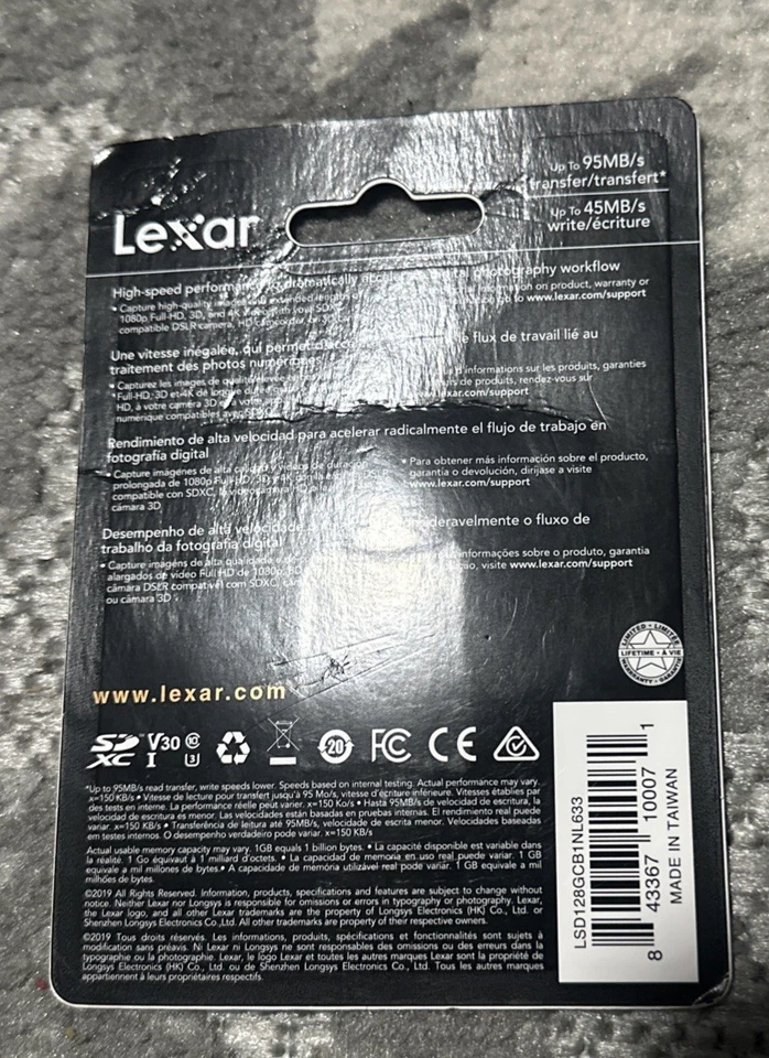 Lexar Professional 633x 128GB SDXC UHS-I Memory Card - Image 2 of 2