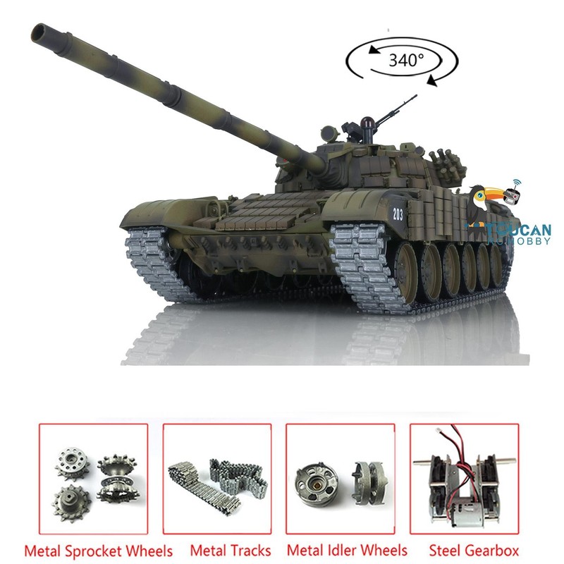 1/16 HengLong 3939 RC Tank T72 RTR 7.0 Metal Battle RC Tank Metal Tracks Armored