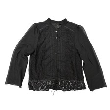 Divided by H M Black Sheer Lace Long Sleeve Top in Black - Size 8